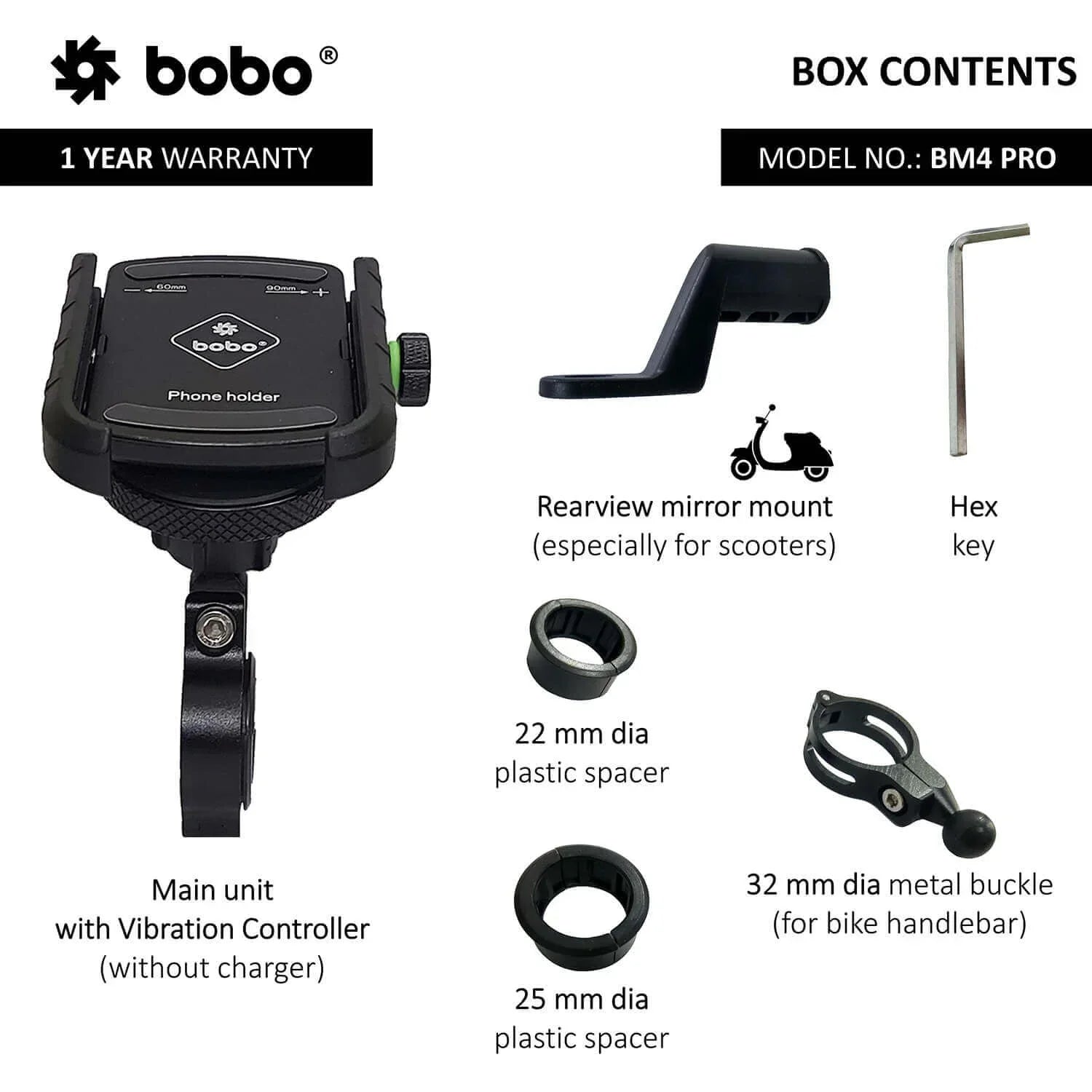 BOBO BM4 PRO Bike Phone Holder with Vibration Controller