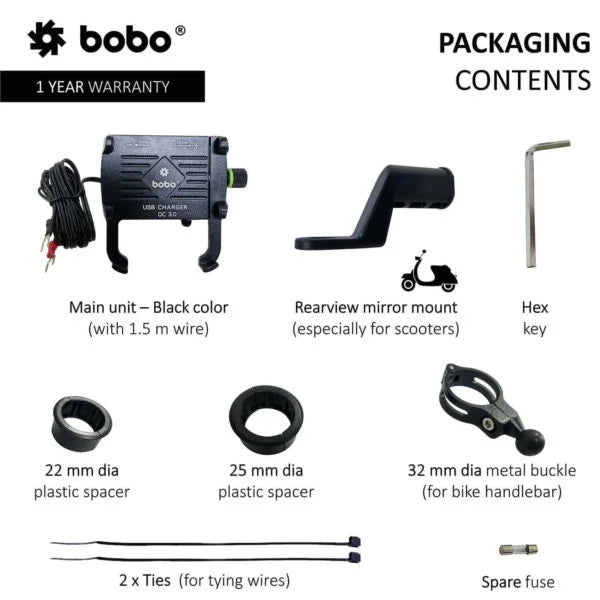 BOBO BM5 Aluminium Phone Holder With Fast USB 3.0 Charger