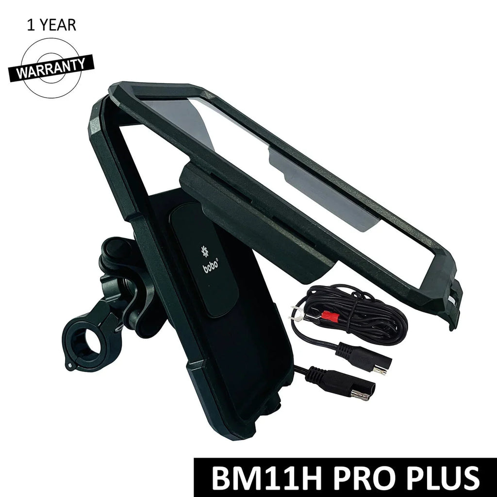 BOBO BM11H/M PRO PLUS Fully Waterproof Bike Phone Holder with PRO PLUS Vibration Damper with Fast 15W Wireless & USB-C Charger