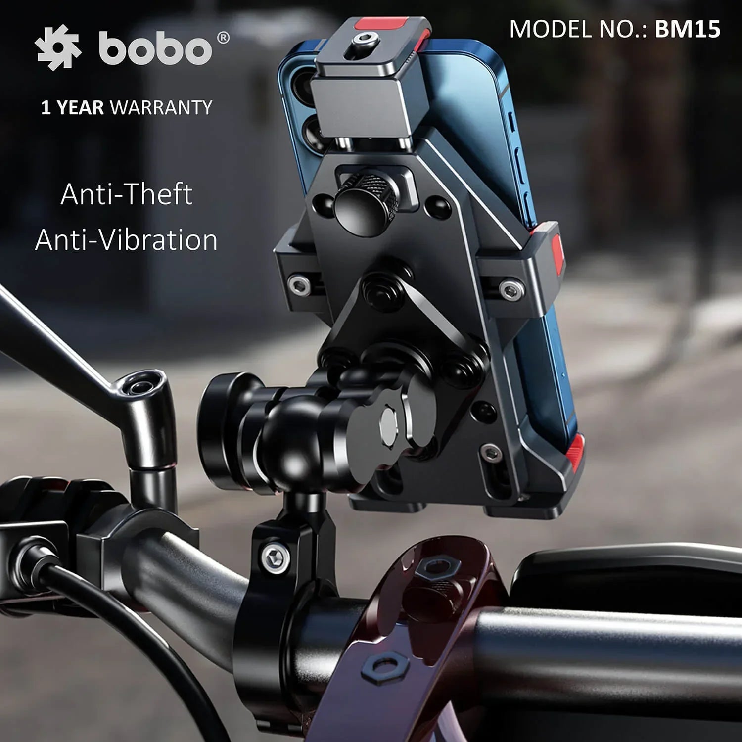 BOBO BM15 Anti-Vibration Metallic Heavy Duty Bike Phone Holder