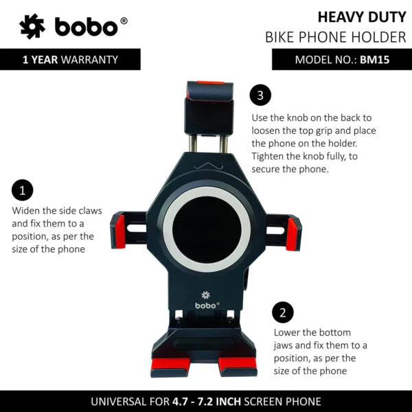 BOBO BM15 Anti-Vibration Metallic Heavy Duty Bike Phone Holder