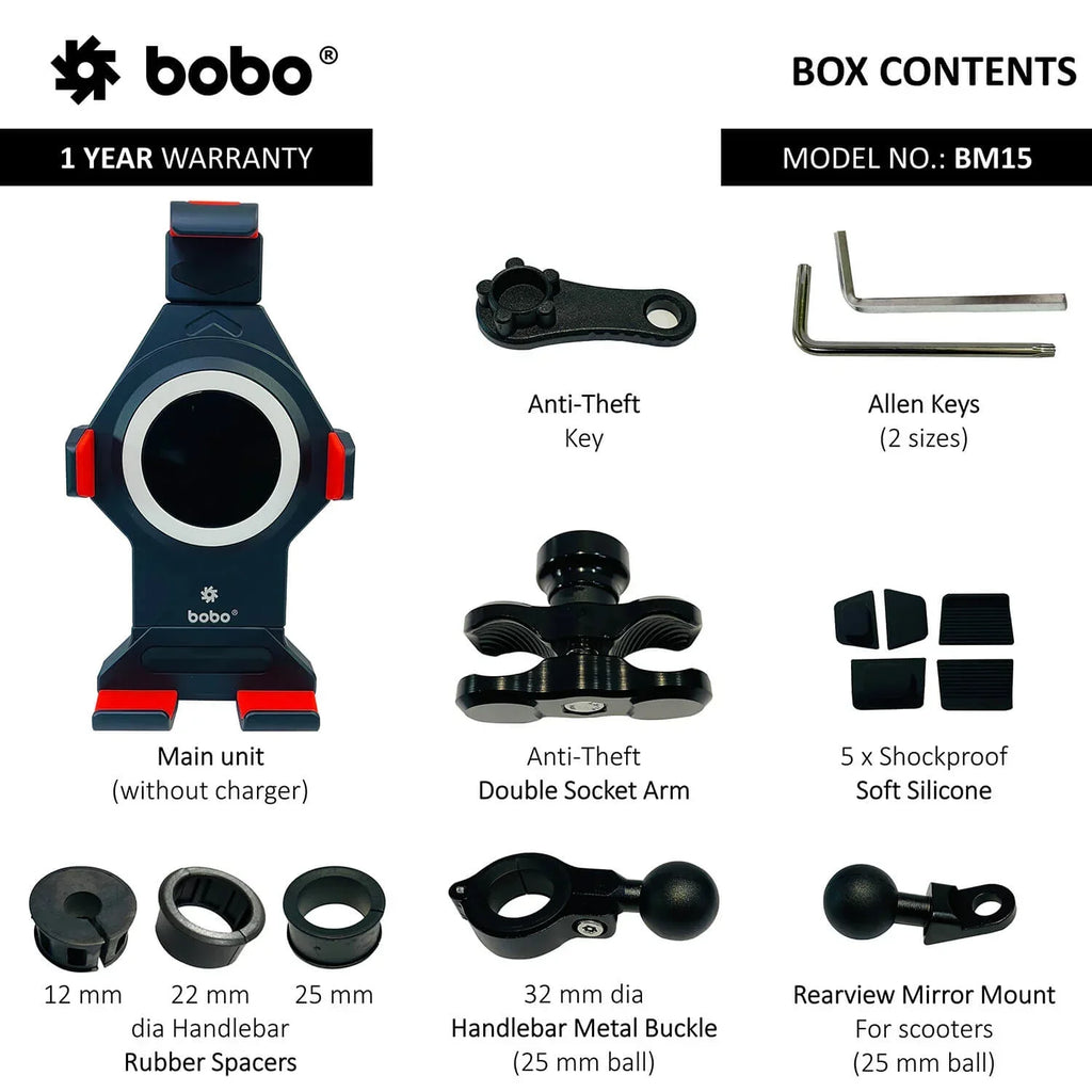 BOBO BM15 Anti-Vibration Metallic Heavy Duty Bike Phone Holder