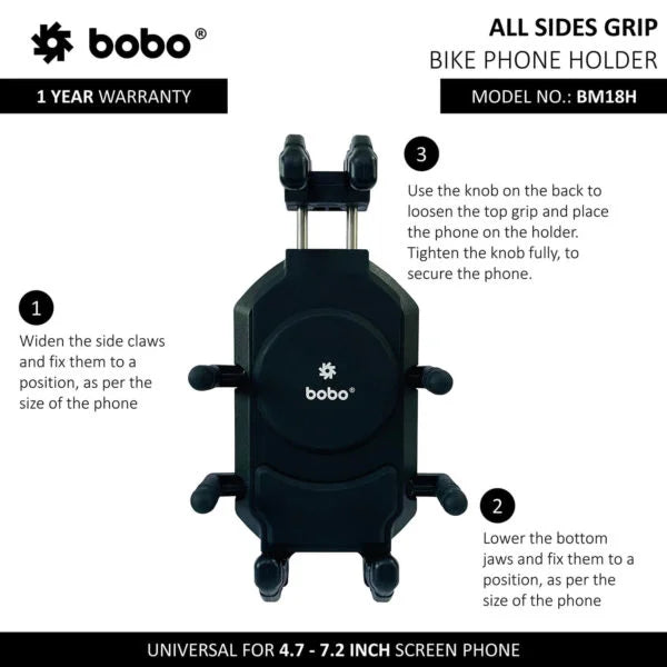 BOBO BM18H/M PRO Anti-Vibration Mount with 15W Wireless Charger & USB-C Charging