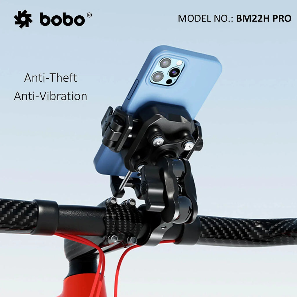 BOBO BM22H/M PRO Anti-Theft Phone Holder with Anti-Vibration and Quick Release
