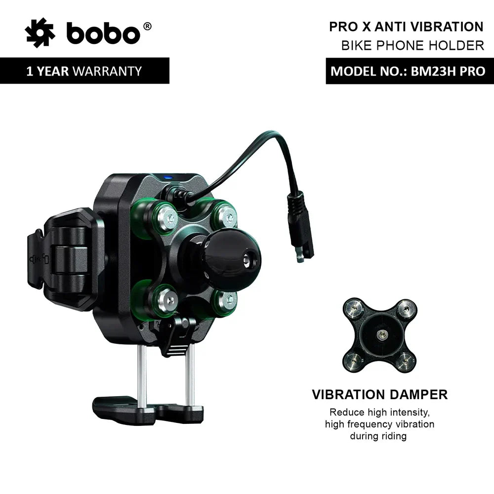BOBO BM23H/M PRO Phone Holder with Wireless & 36W USB-C Charging and Anti Vibration