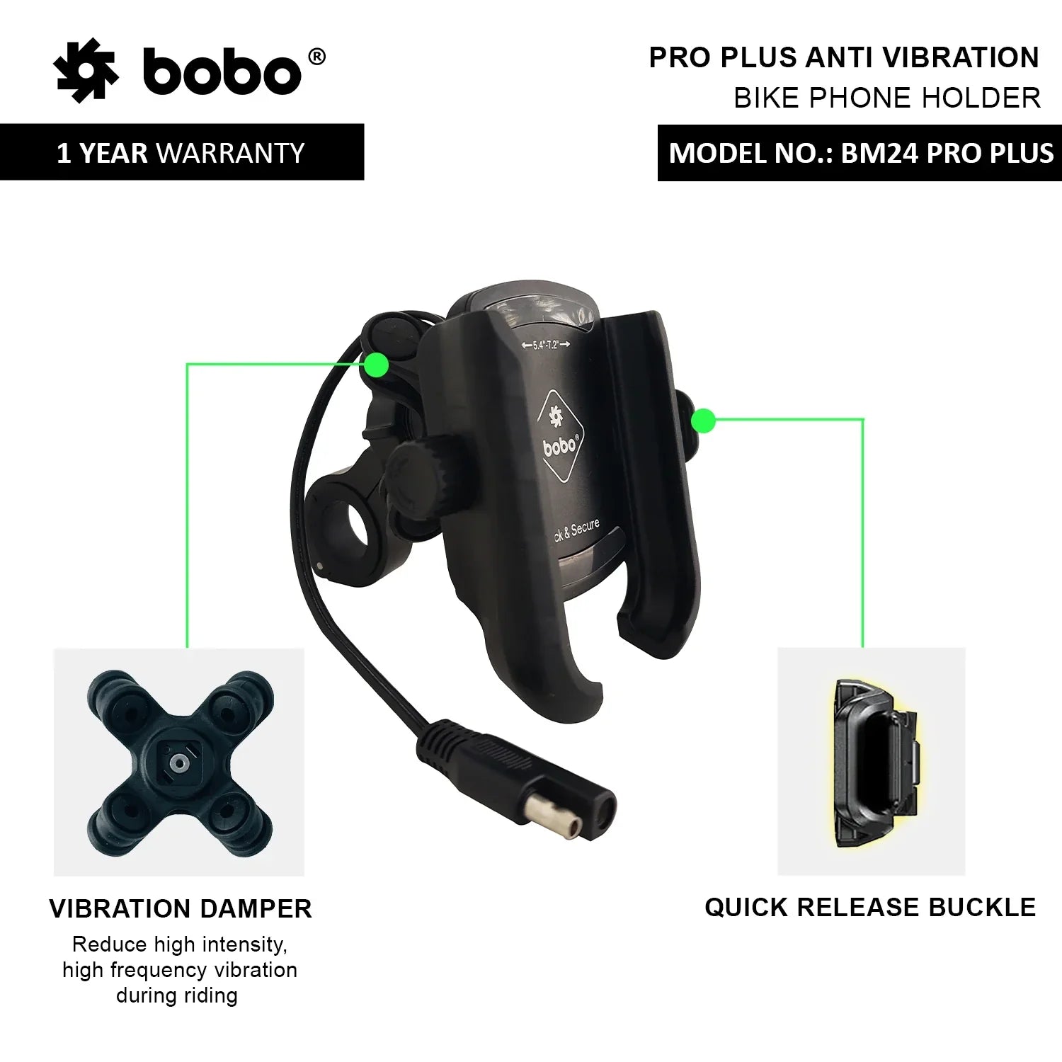 BOBO BM24 PRO PLUS Quick Release Phone Holder with 36W USB-C Charger