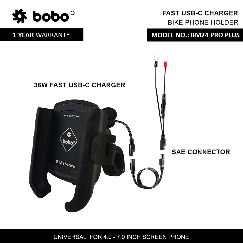 BOBO BM24 PRO PLUS Quick Release Phone Holder with 36W USB-C Charger