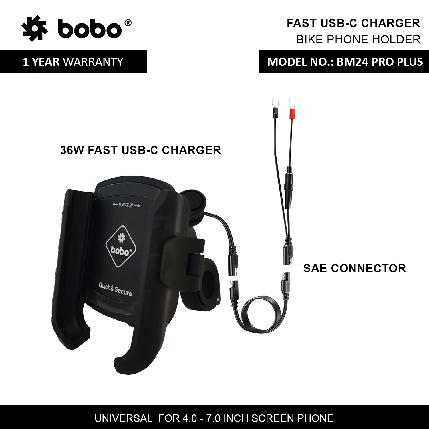 BOBO BM24 PRO PLUS Quick Release Phone Holder with 36W USB-C Charger