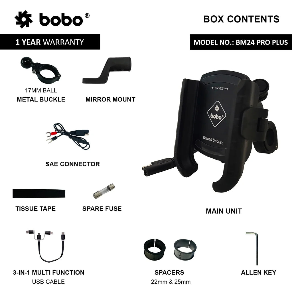 BOBO BM24 PRO PLUS Quick Release Phone Holder with 36W USB-C Charger