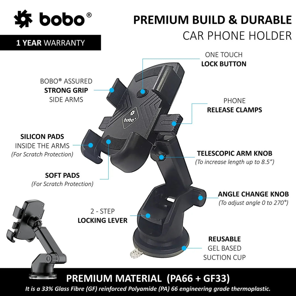 BOBO Universal Windshield & Dashboard Phone Holder
