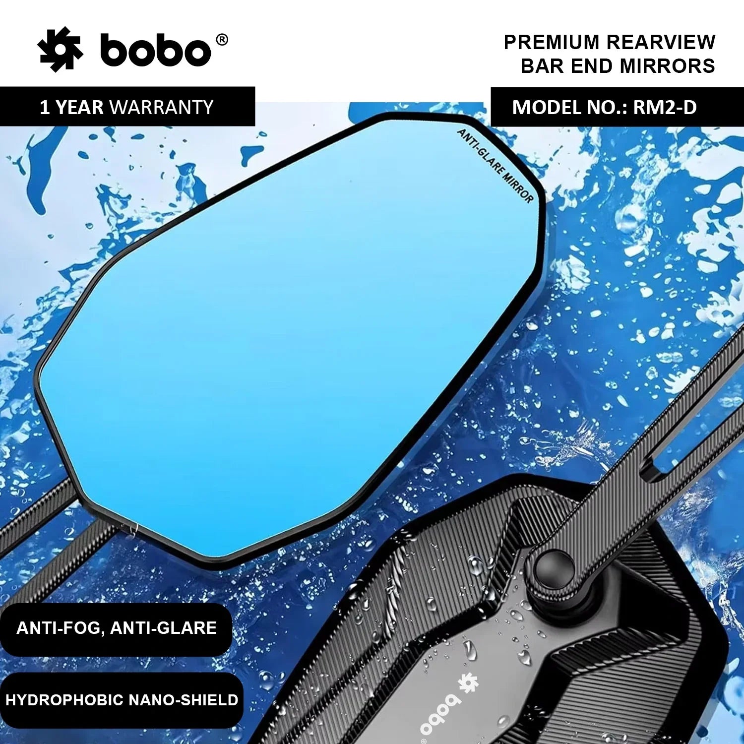 BOBO RM2-D Anti-Glare, Anti-Fog Bike Bar End Mirror