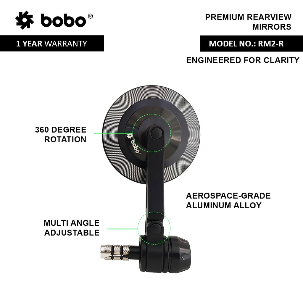 BOBO RM2-R Anti-Glare, Anti-Fog Bike Bar End Mirror