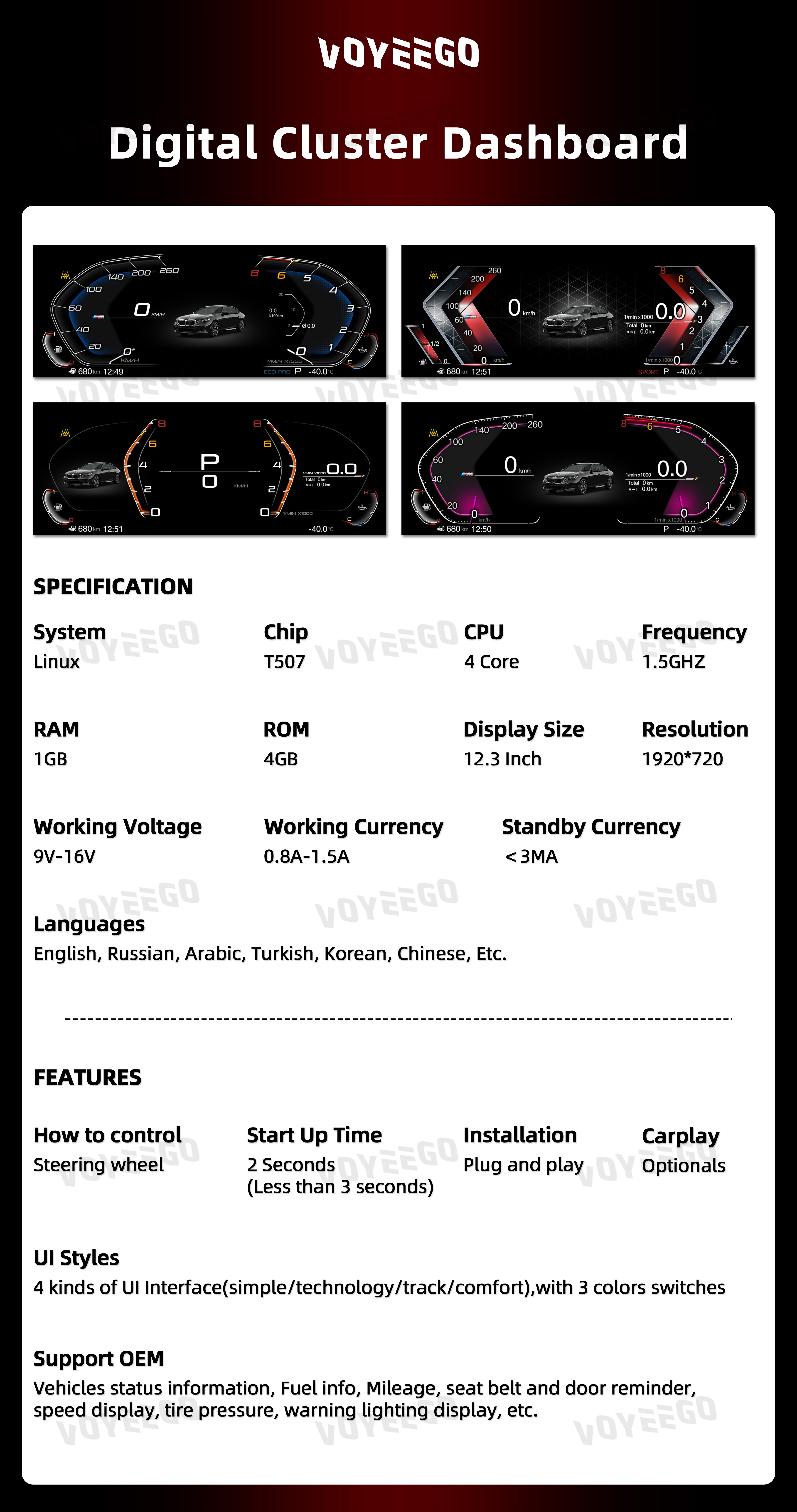 F30 F34 F32 F80 F82 Customized Digital Cluster