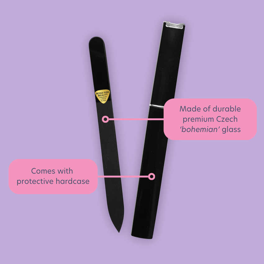Single Stained Czech Glass Nail File in Black with Hard Case