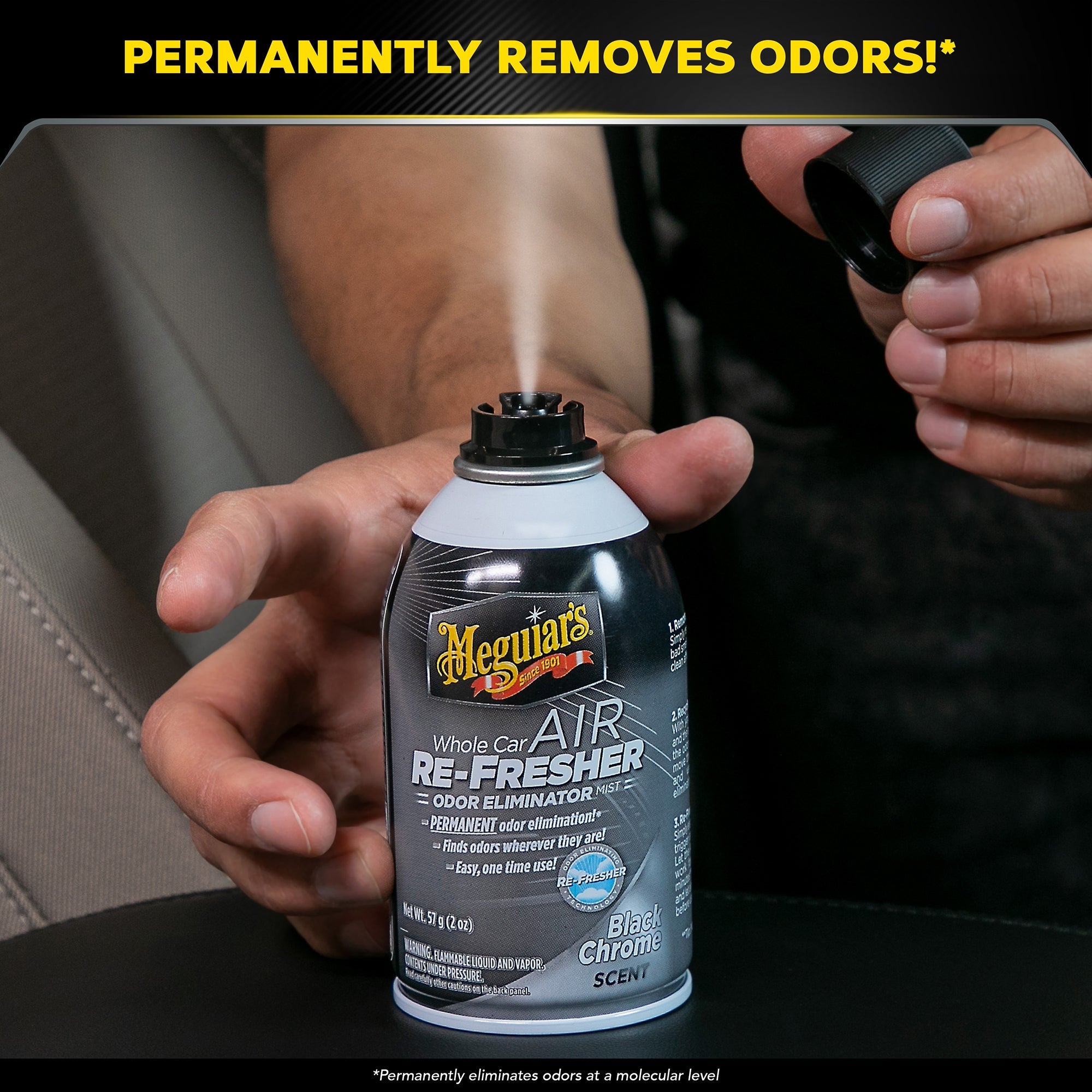 Meguiar's Whole Car Air Refresher Odor Eliminator, G181302 - Black Chrome Scent