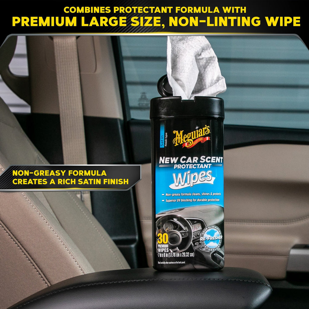 Meguiar's New Car Scent Interior Protectant Wipes, G4200 - 30 Wipes