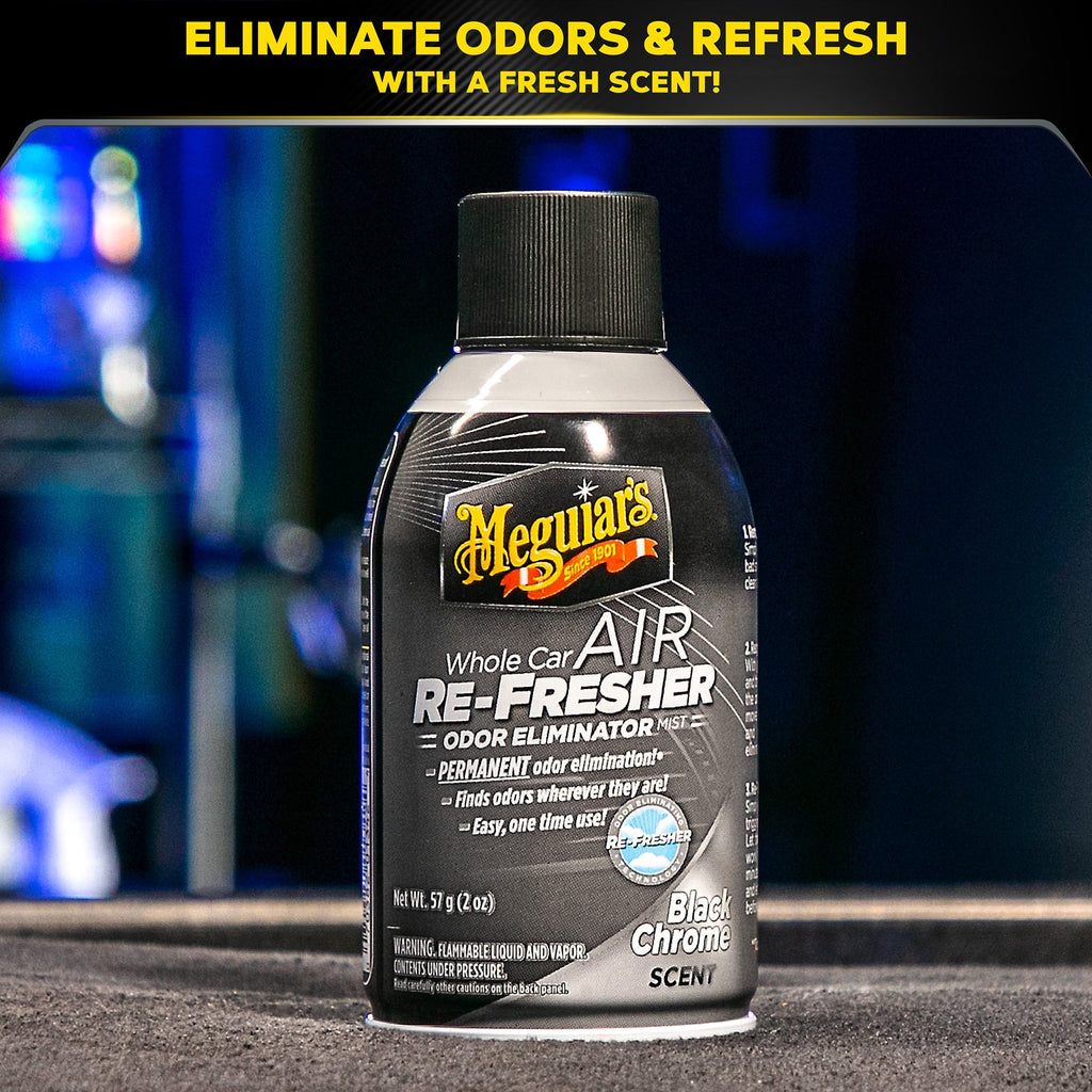 Meguiar's Whole Car Air Refresher Odor Eliminator, G181302 - Black Chrome Scent