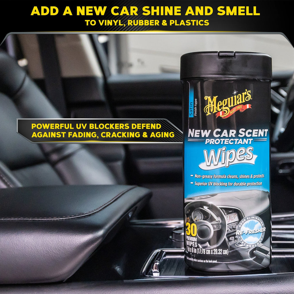 Meguiar's New Car Scent Interior Protectant Wipes, G4200 - 30 Wipes