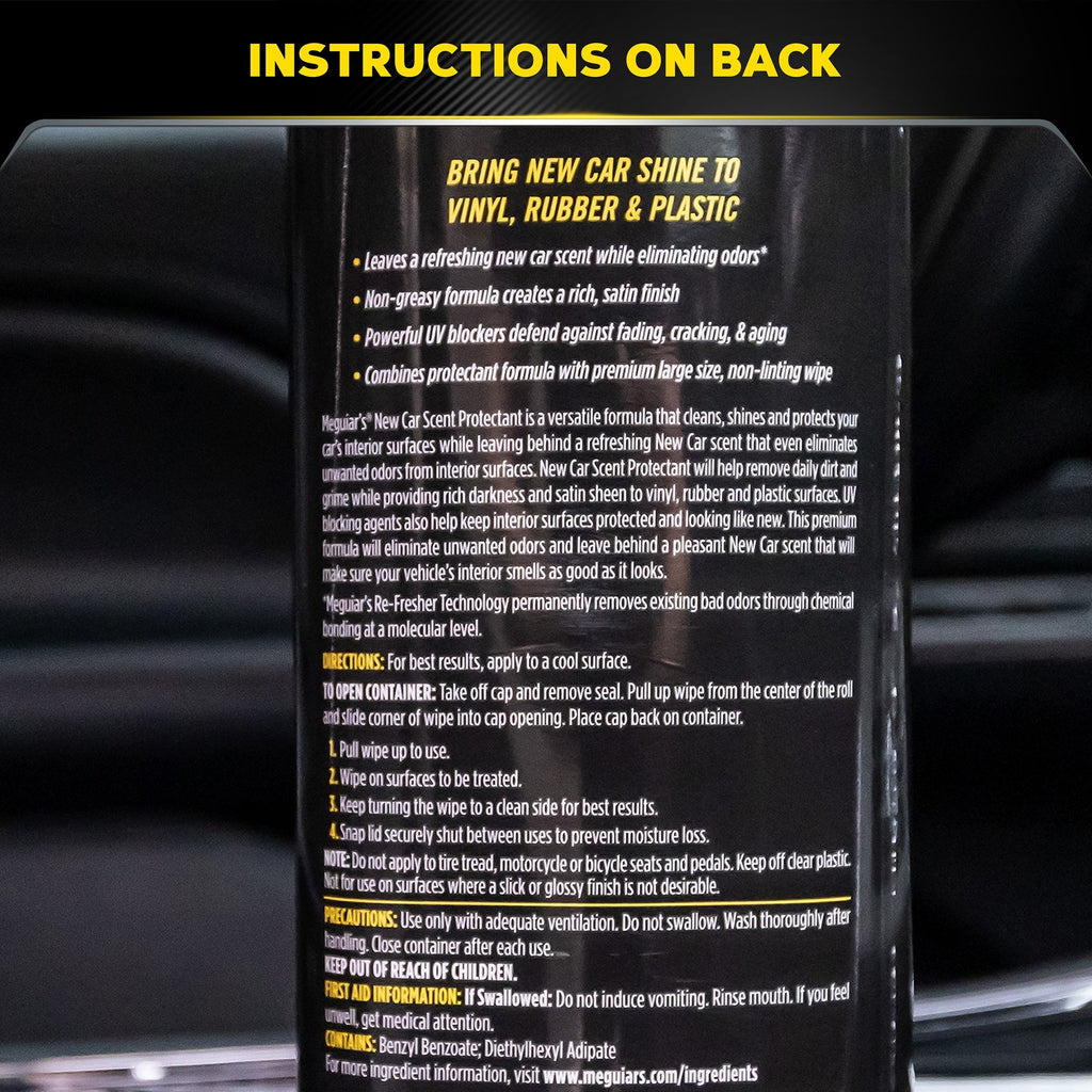 Meguiar's New Car Scent Interior Protectant Wipes, G4200 - 30 Wipes