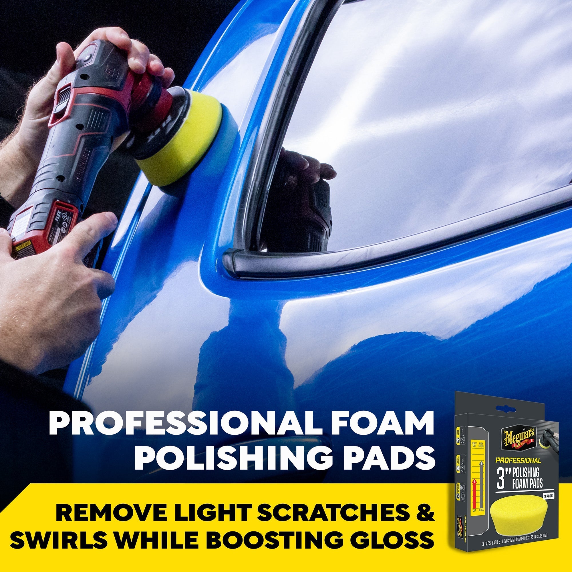Meguiar's Professional Foam Polishing Pads, M3PFP3 - 3", Yellow (3 pack)