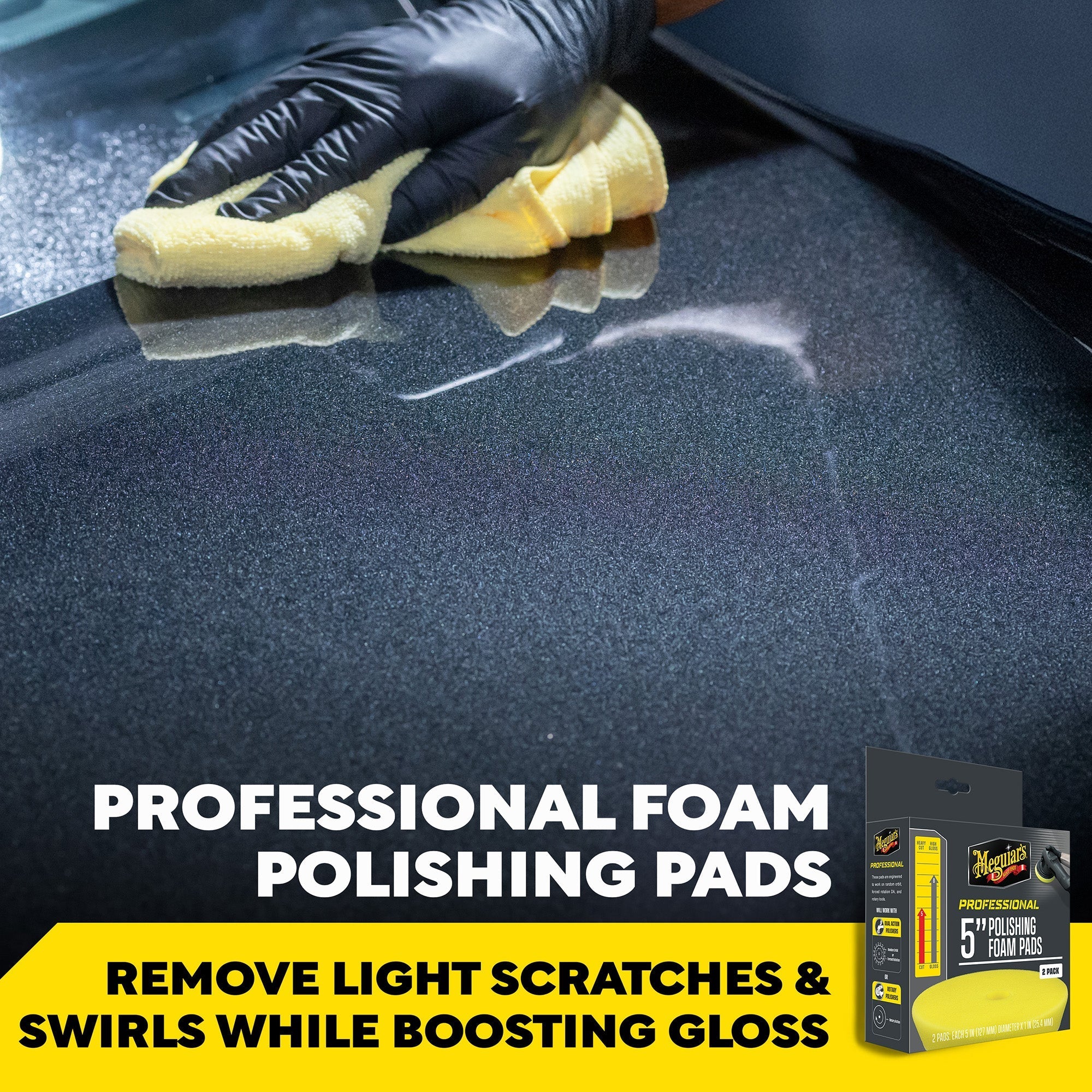 Meguiar's Professional Foam Polishing Pads, M5PFP2 - 5", Yellow (2 pack)