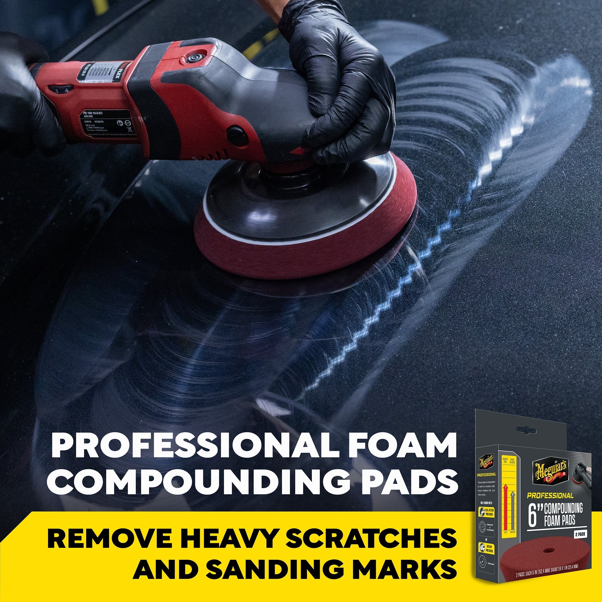 Meguiar's Professional Foam Compounding Pads, M6CFP2 - 6", Red (2 pack)