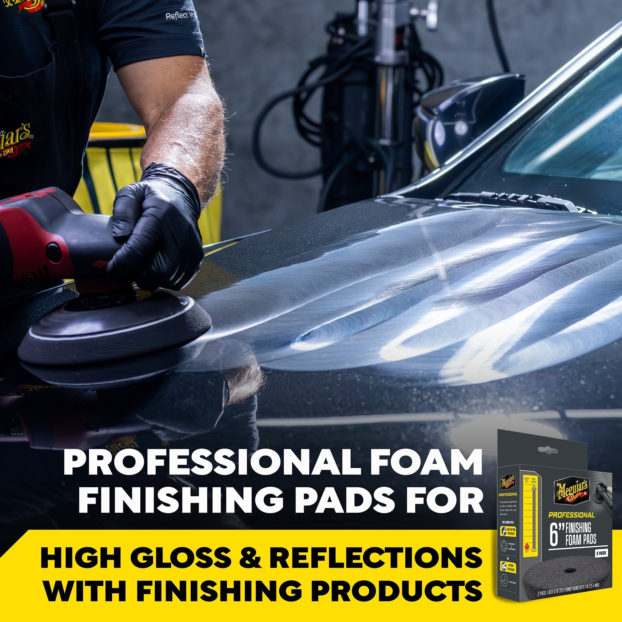 Meguiar's Professional Foam Finishing Pads, M6FFP2 - 6", Black (2 pack)
