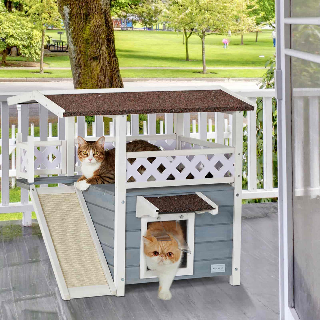 PETSFIT Outside Cat House 2 Story Perfect for Multi Cats