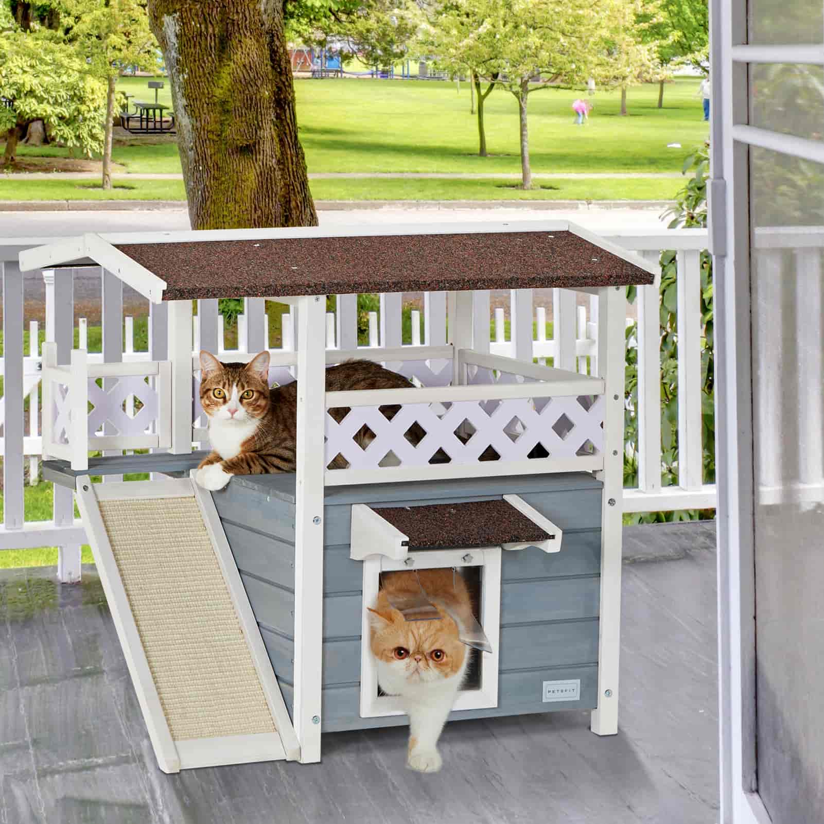 PETSFIT Outside Cat House 2 Story Perfect for Multi Cats
