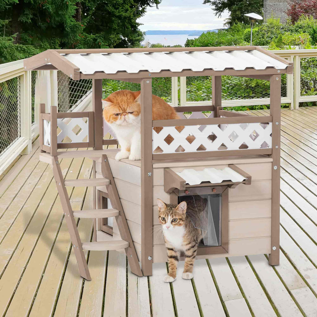 PETSFIT Outside Cat House 2 Story Perfect for Multi Cats