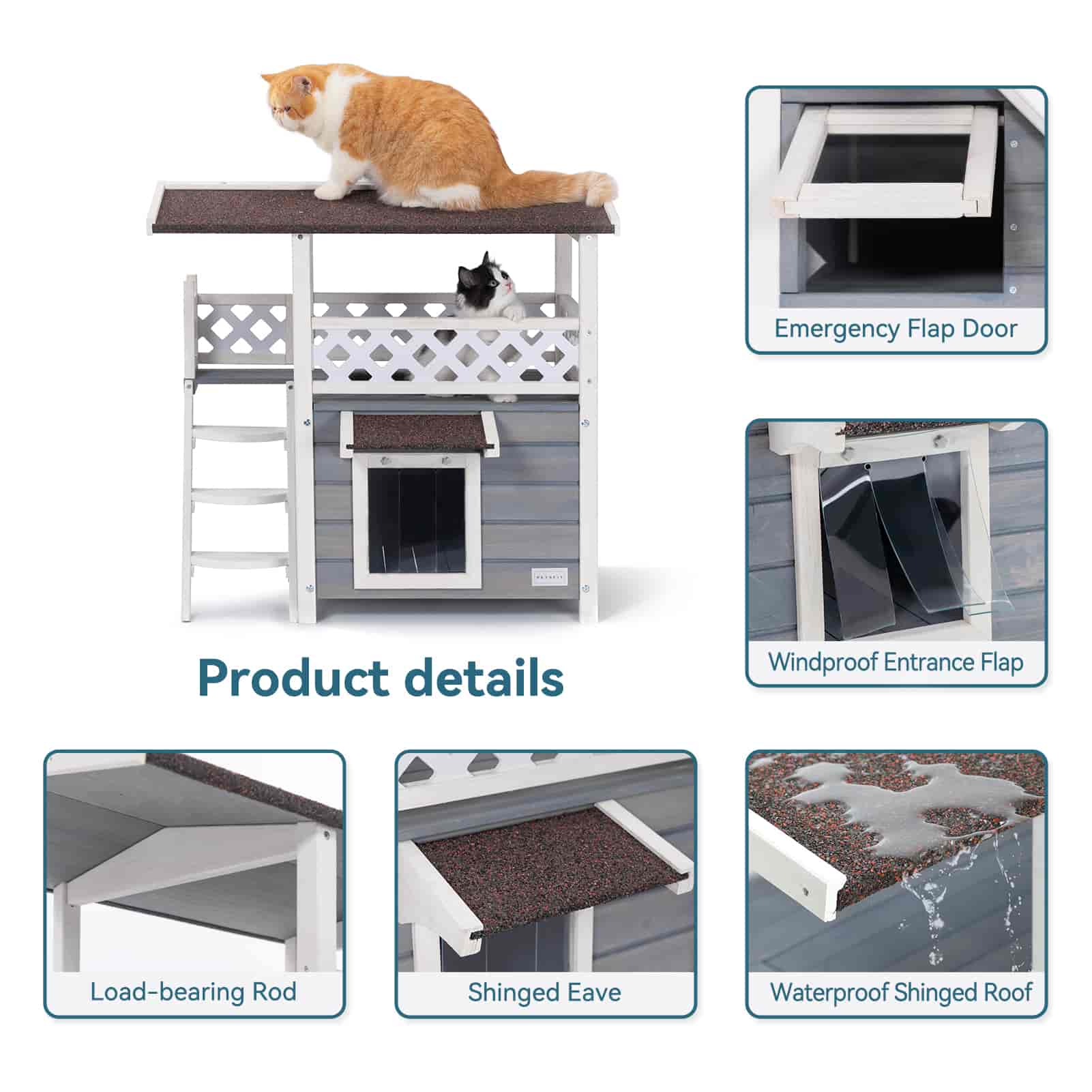 PETSFIT Outside Cat House 2 Story Perfect for Multi Cats