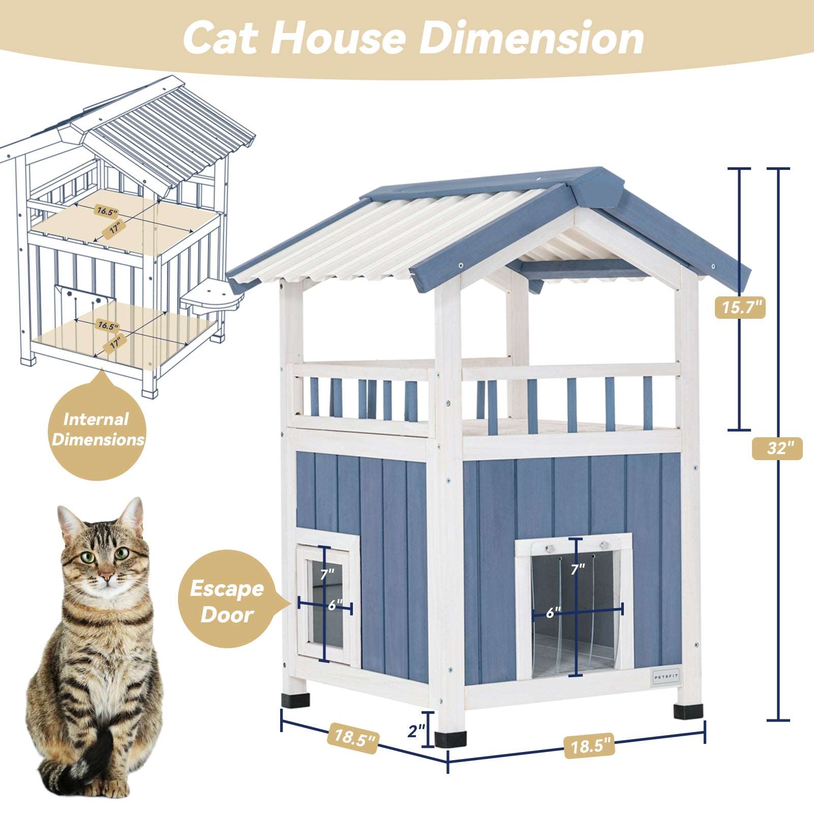 PETSFIT Outside Wooden Cat House