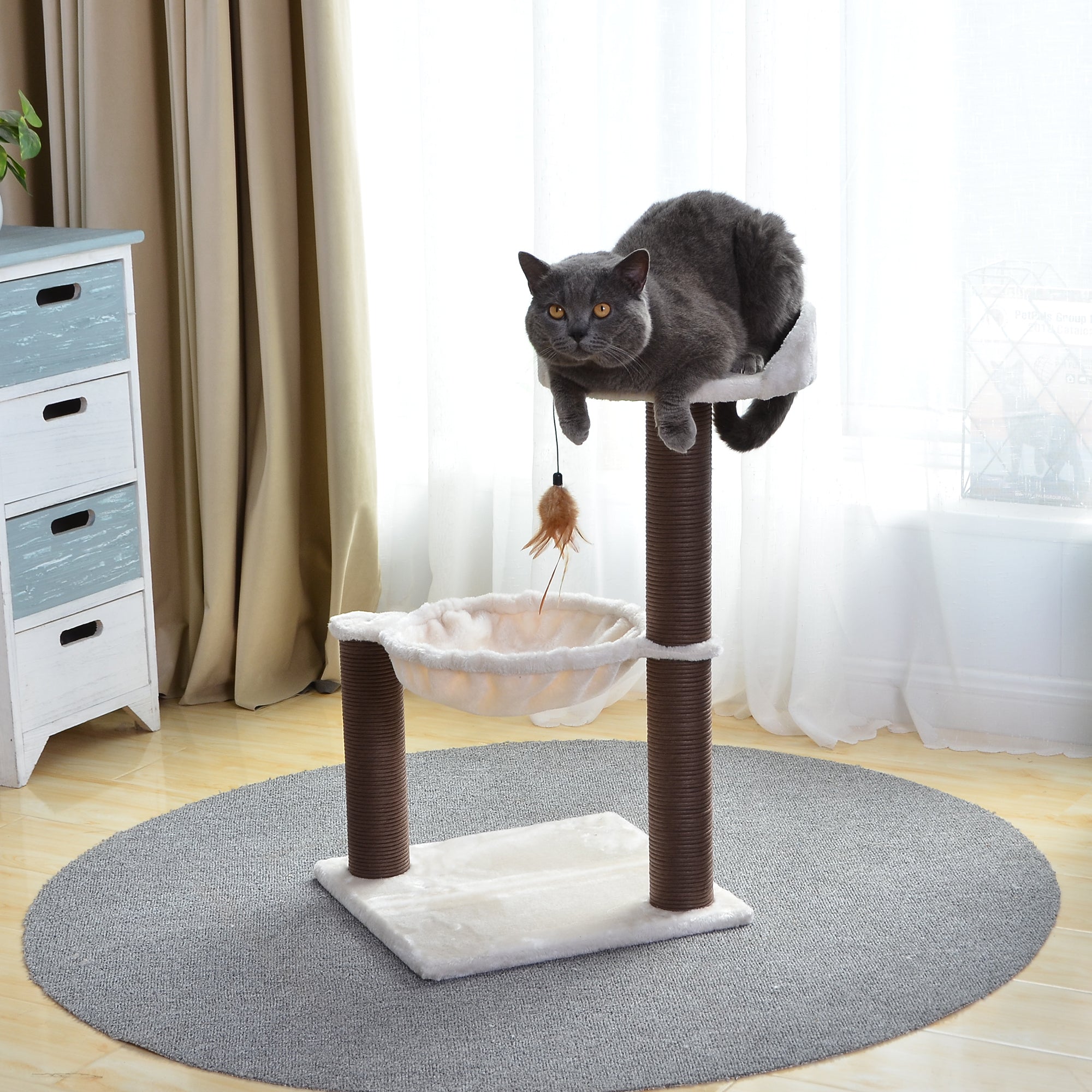 Catry Nirvana Cat Tree with Cat Hammock and Feather Toy