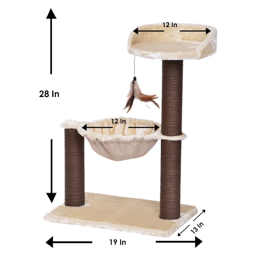 Catry Natural Cozy 3-level Cat Tree with Hammock