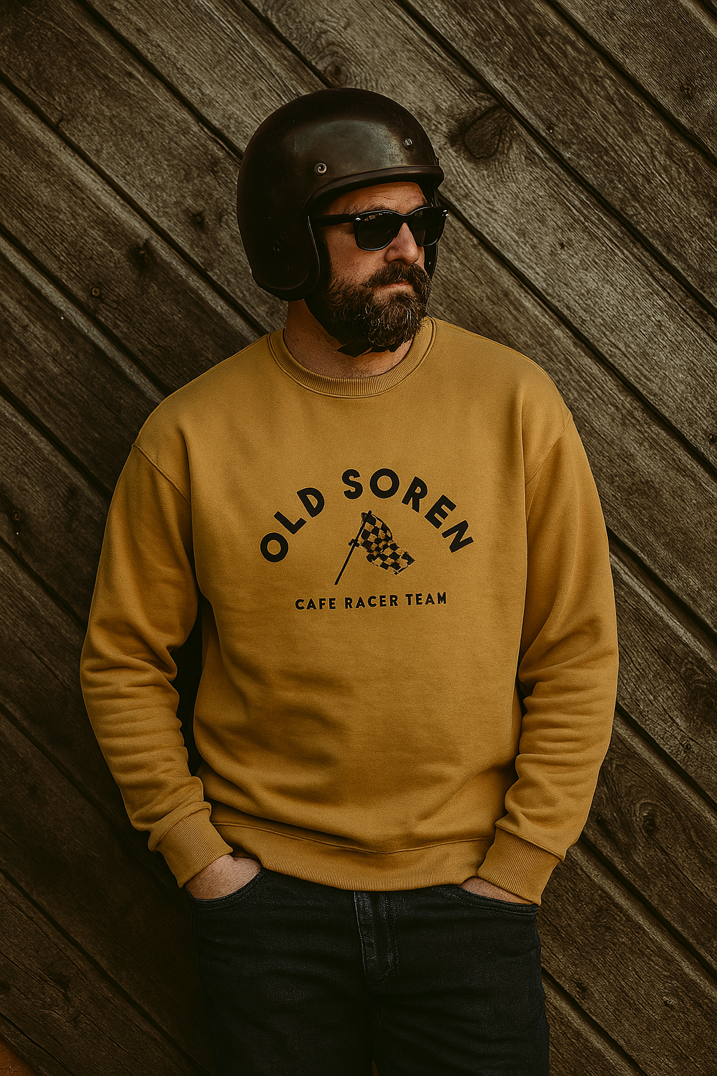Vintage Cafe Racer Drop Shoulder Sweatshirt