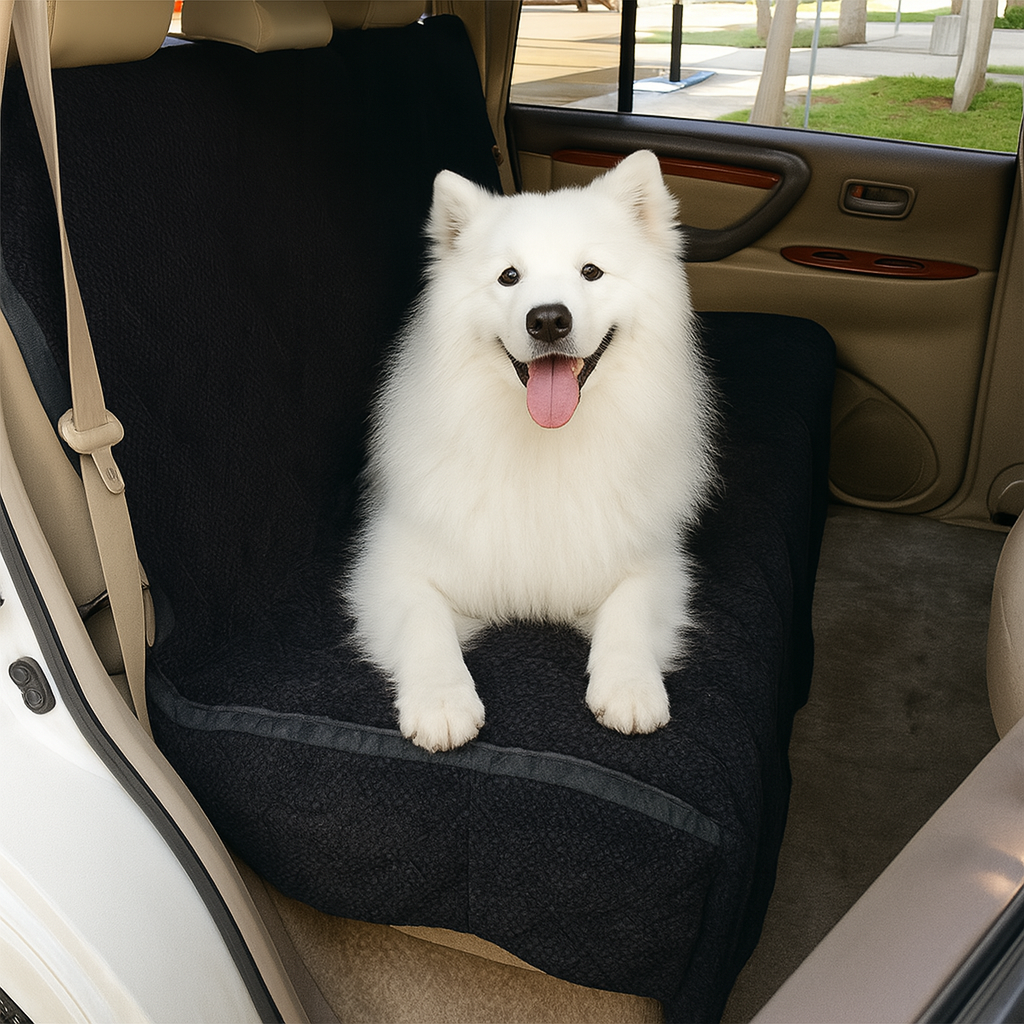 Formosa Covers Car Seat Bench Cover For Dogs and Pets Black Micro Velvet