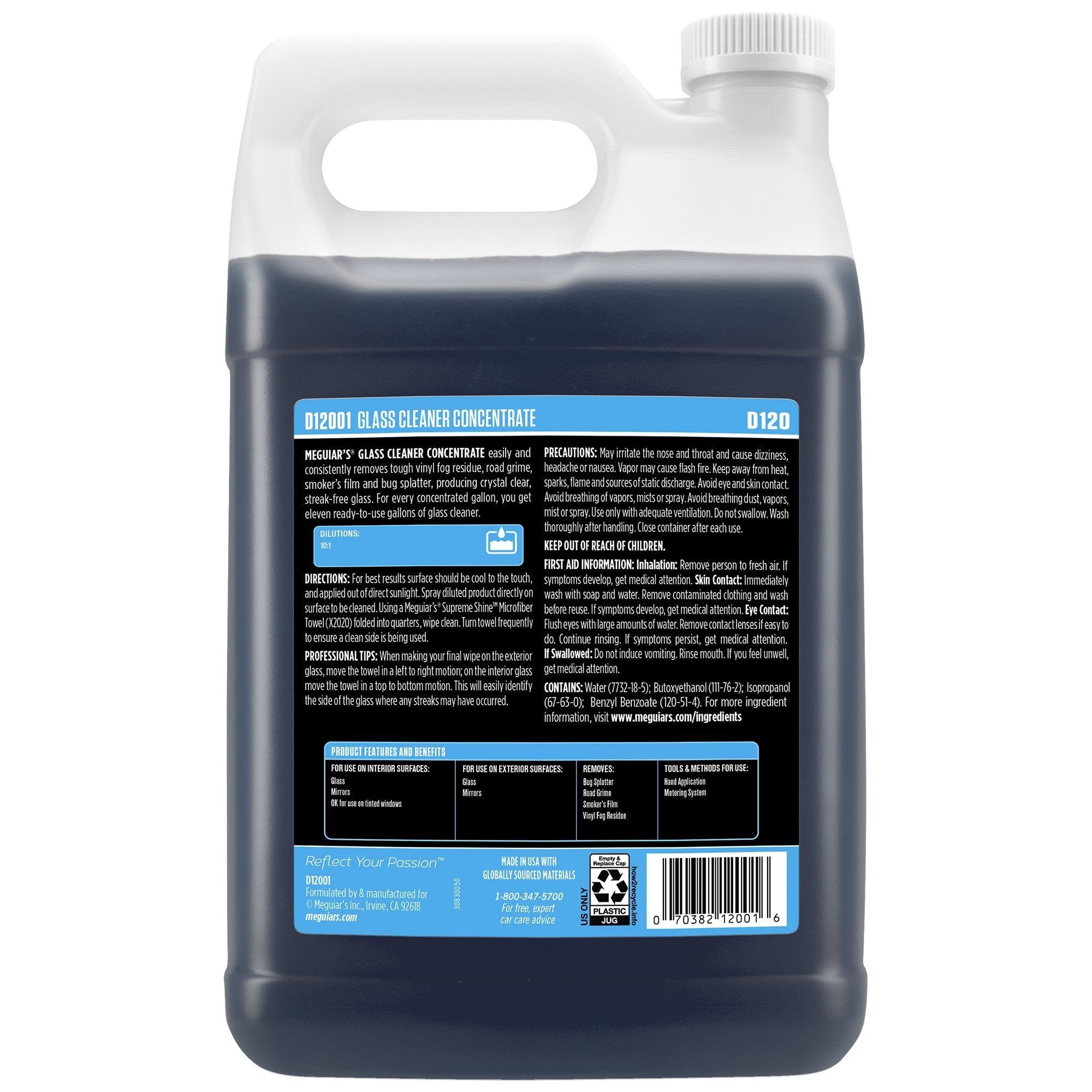 Meguiar's Glass Cleaner Concentrate, D12001 - 1 gal.