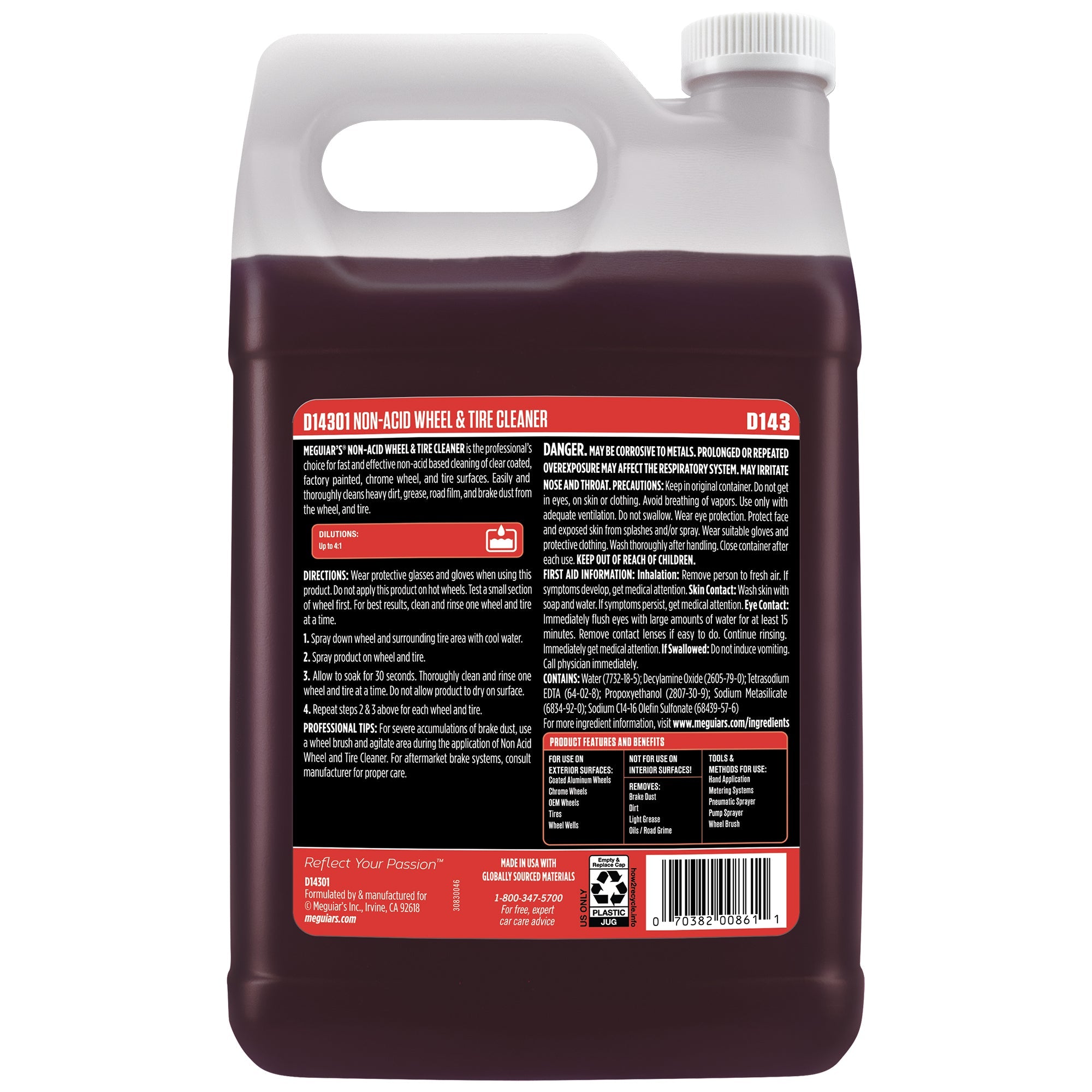 Meguiar's Non Acid Wheel & Tire Cleaner, D14301 - 1 gal.
