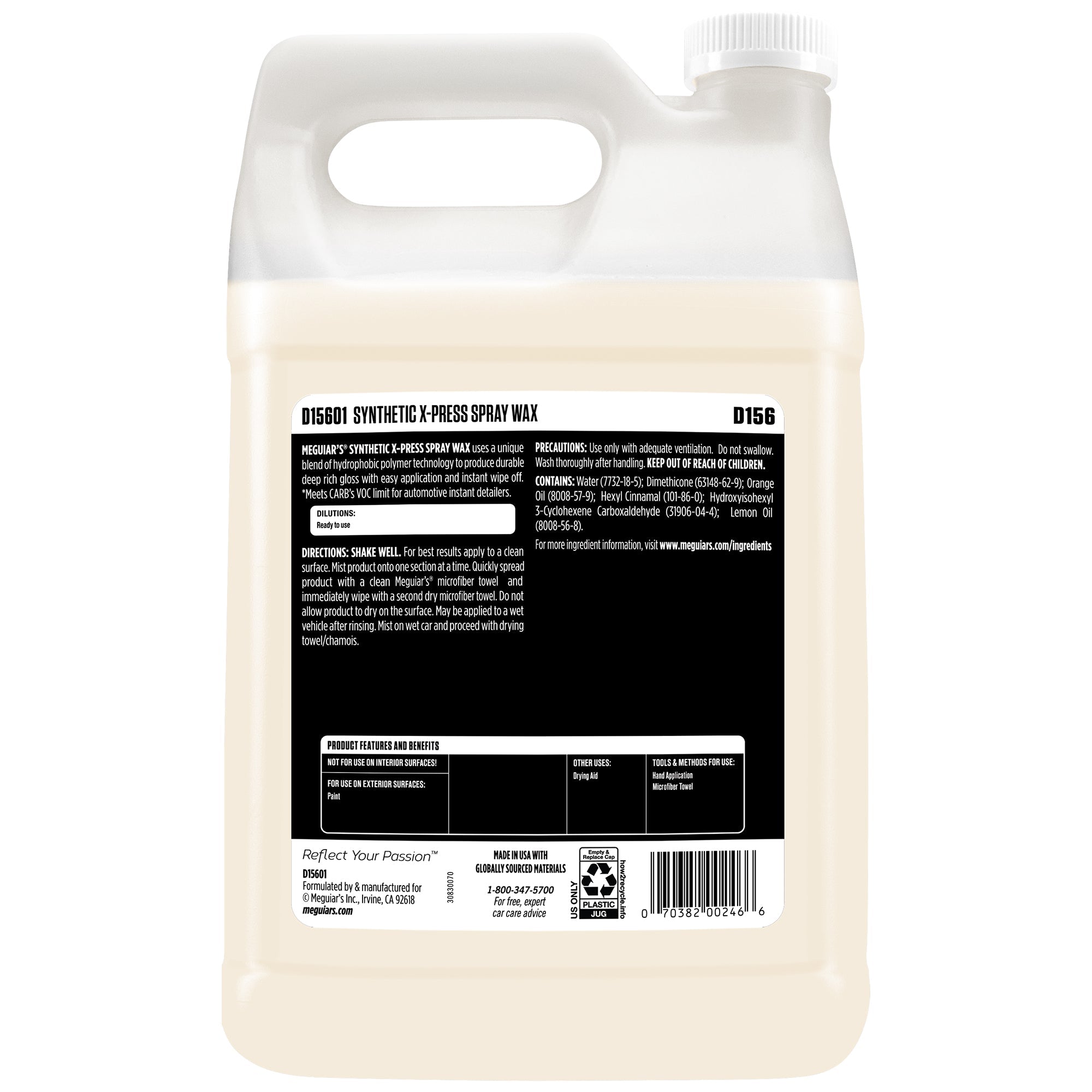 Meguiar's Synthetic X-Press Spray Wax, D15601 - 1 gal.