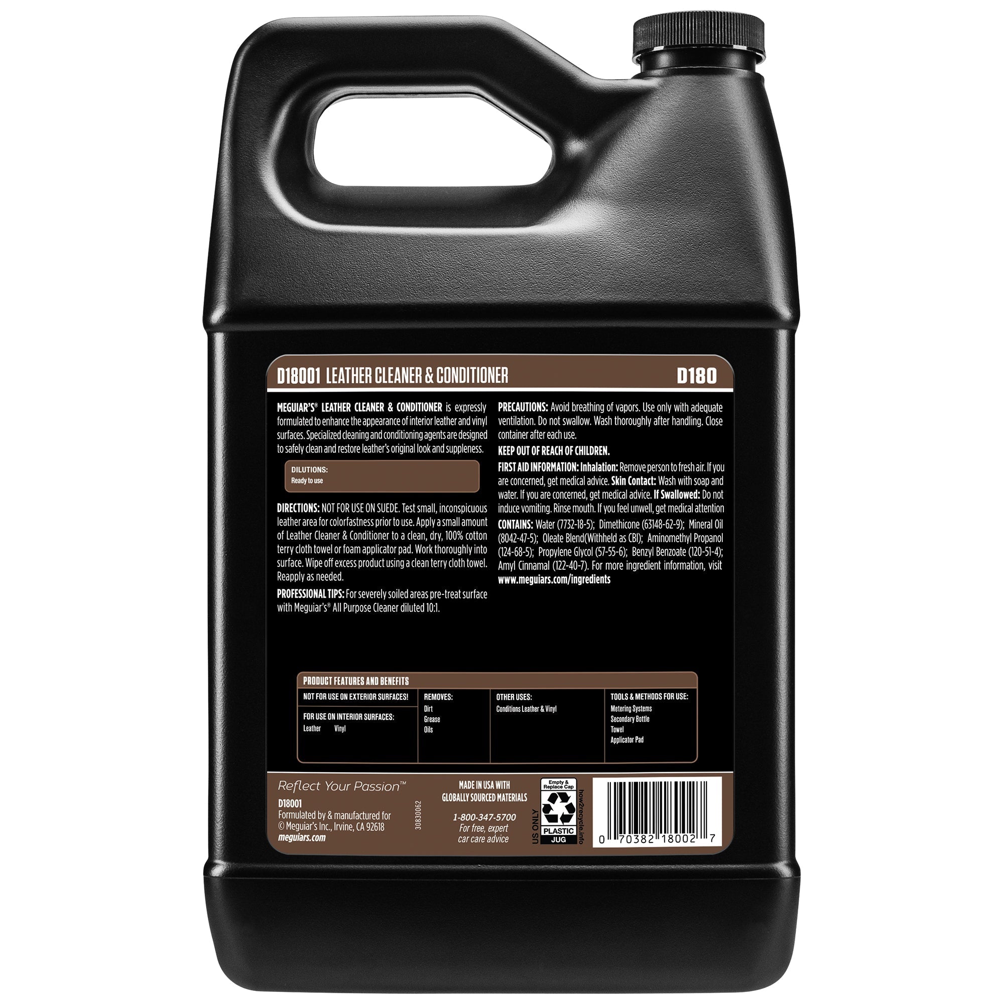 Meguiar's Leather Cleaner & Conditioner, D18001 - 1 gal.