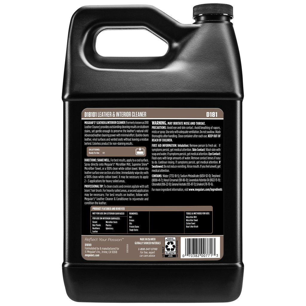 Meguiar's Leather & Interior Cleaner, D18101 - 1 gal.