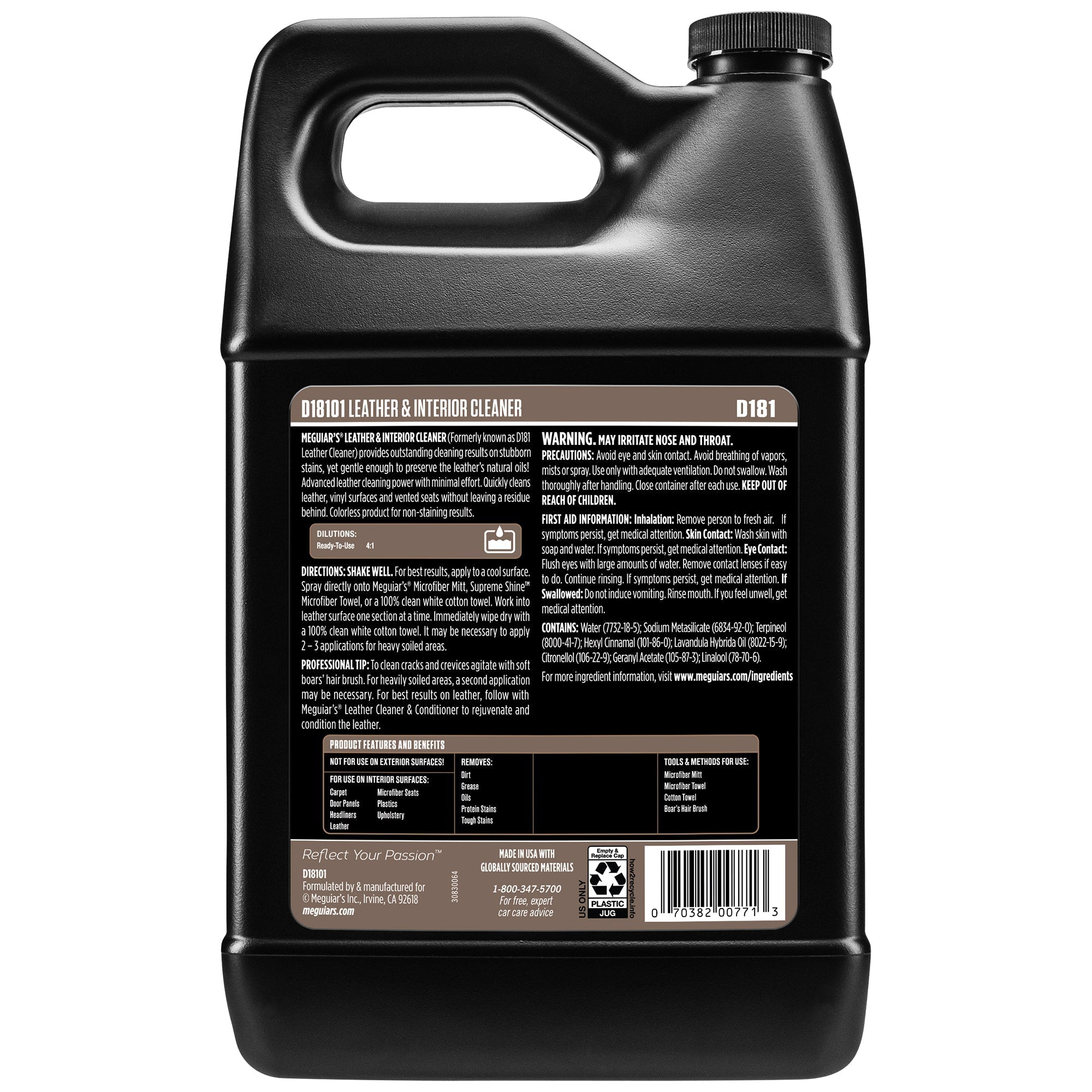 Meguiar's Leather & Interior Cleaner, D18101 - 1 gal.