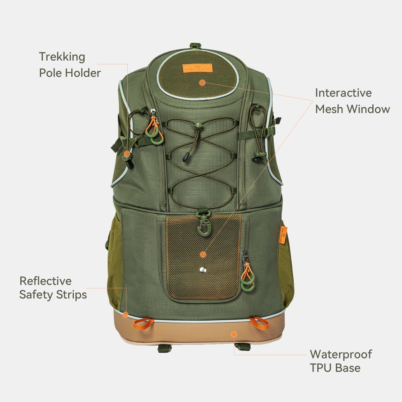PETSFIT WILDPATH Dual‑Pet Hiking Carrier Backpack with Zippered Divider