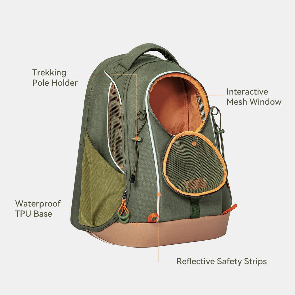 PETSFIT WILDPATH Pet Carrier Backpack for Hiking with Waterproof TPU Base