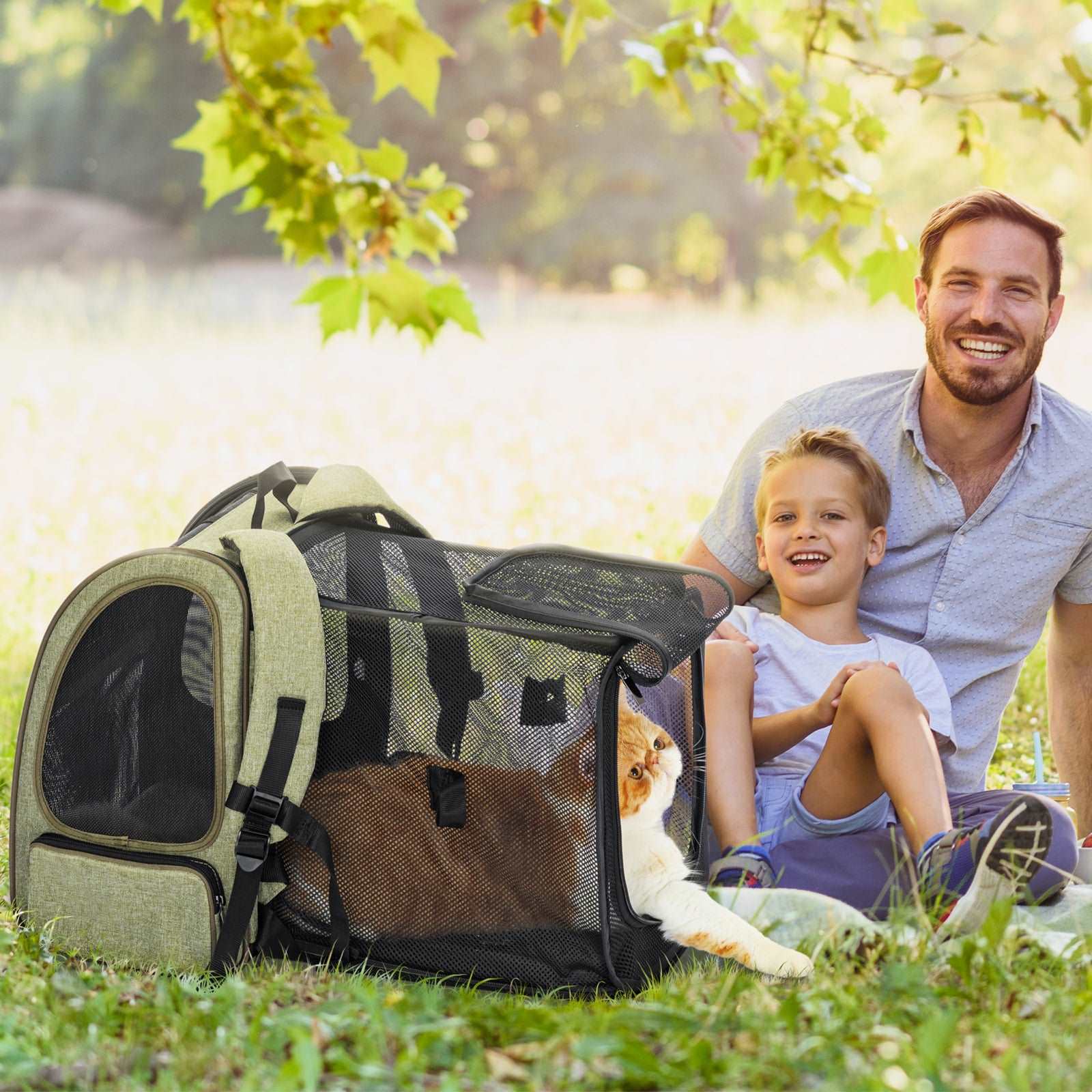 PETSFIT Dog and Cat Backpack Carrier Expandable with Great Ventilation