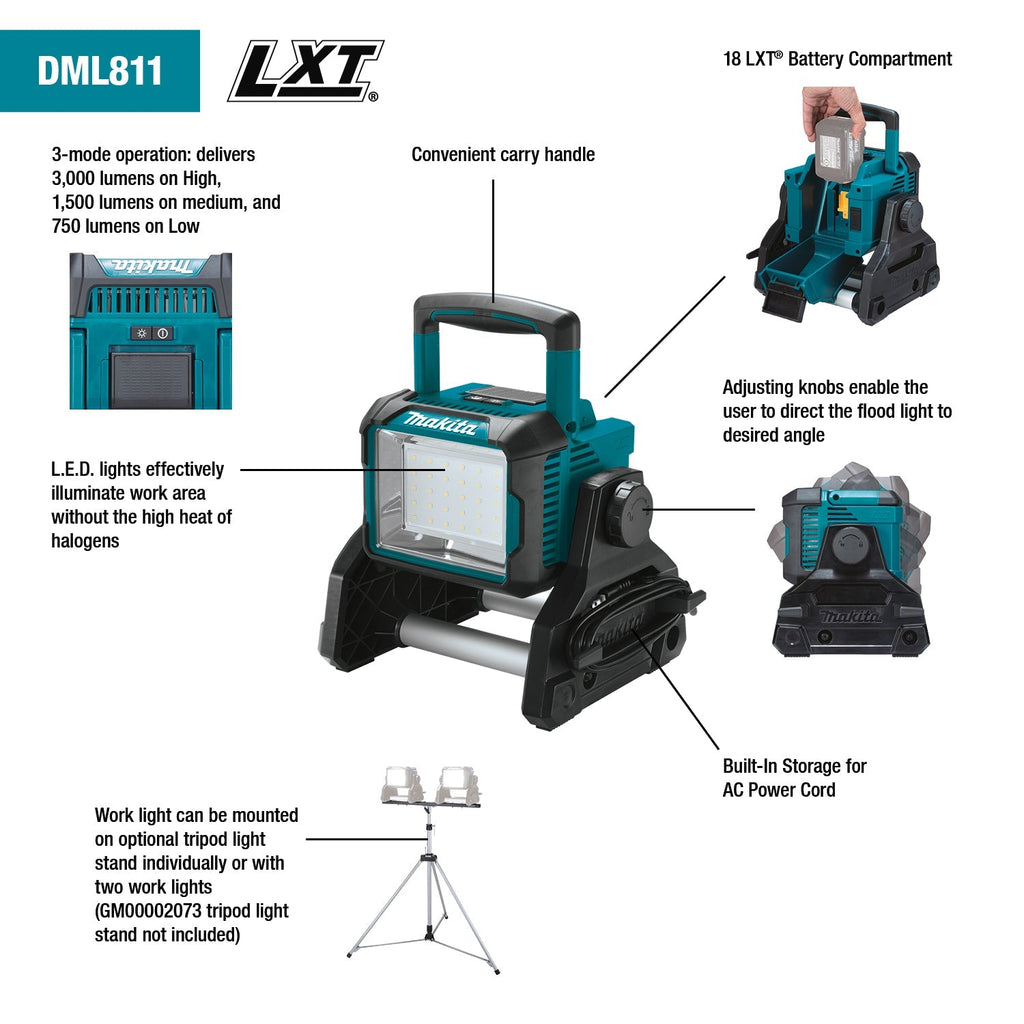 Makita 18V LXT Lithium-Ion Cordless/Corded Work Light (Light Only)