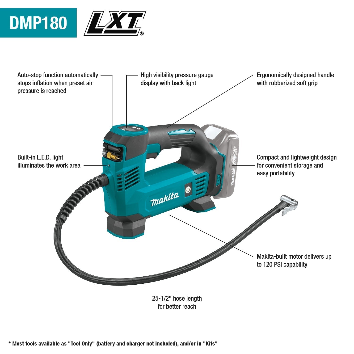 Makita 18V LXT Lithium-Ion Cordless Inflator (Tool Only)