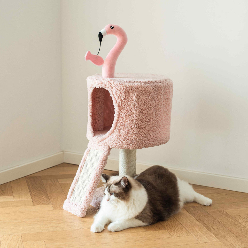 Catry Flamingo Cat Tree with Scratching Ramp