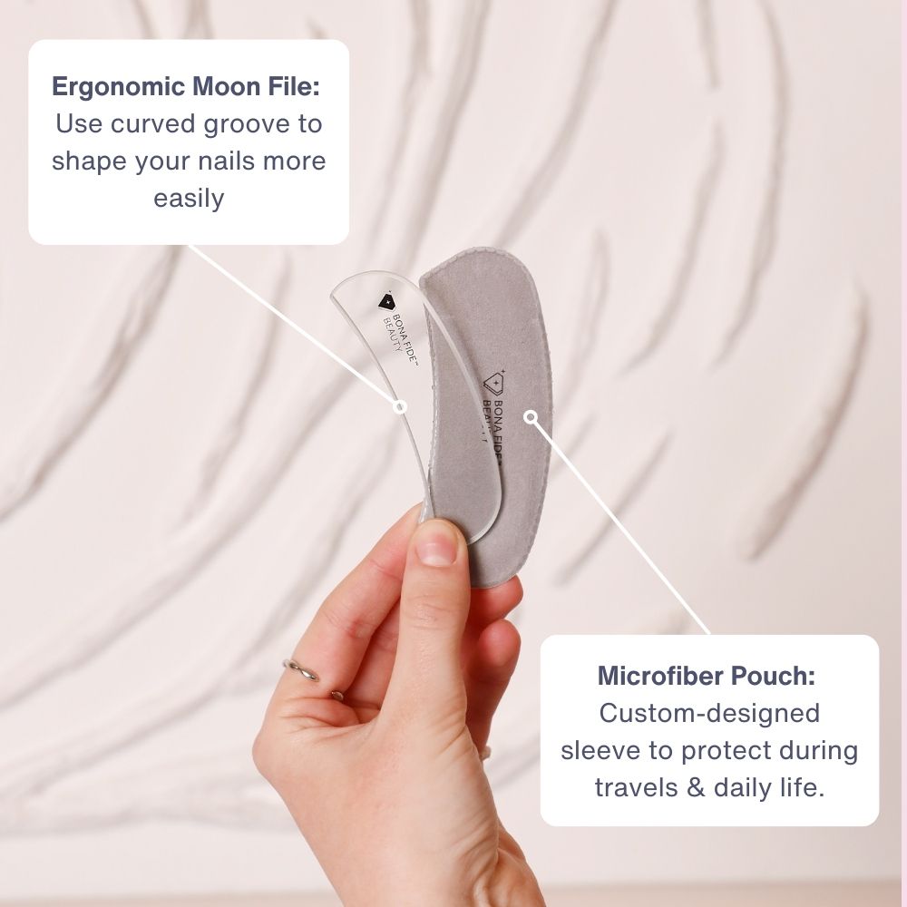Ergonomic Czech Glass Moon File with Microfiber Sleeve