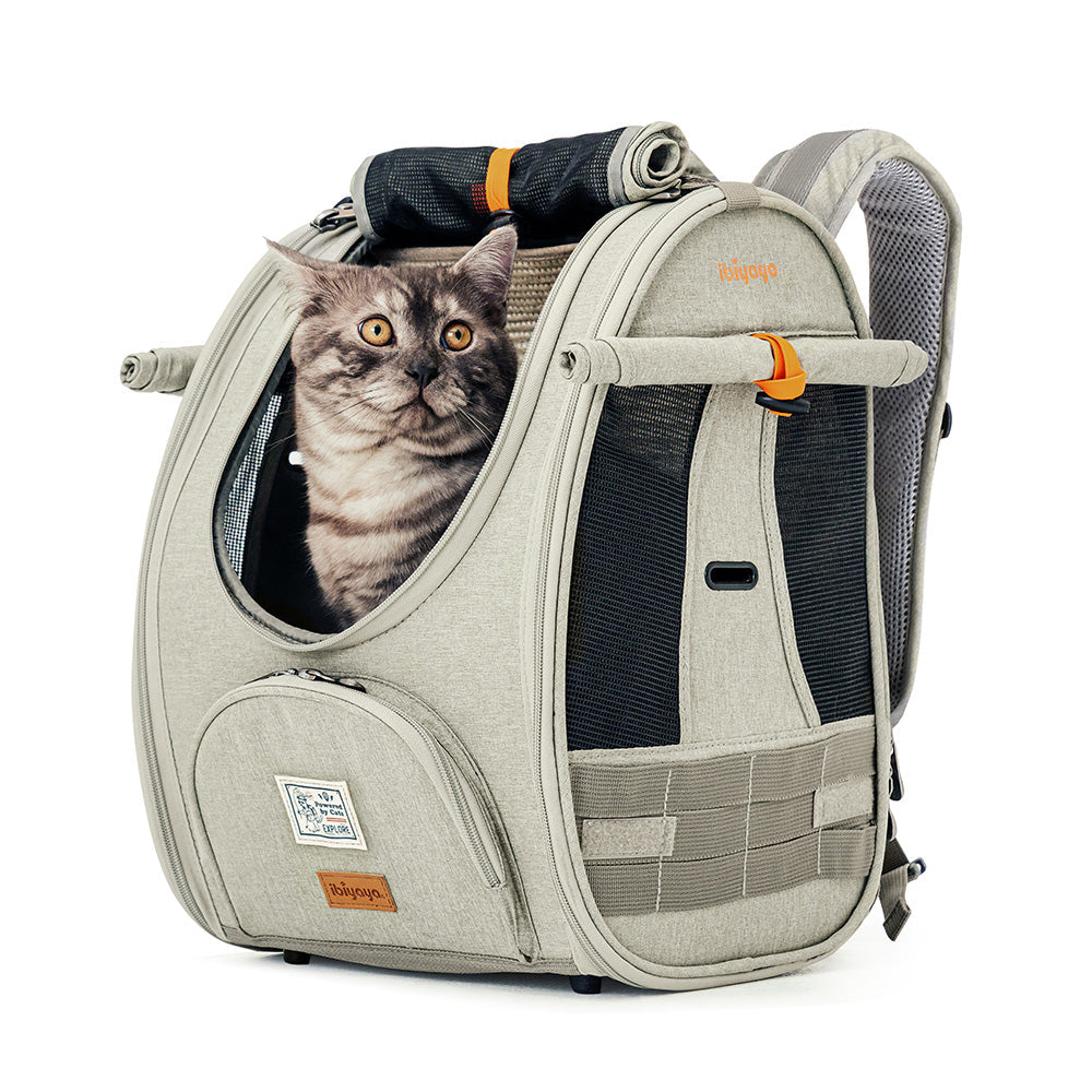 Ibiyaya Adventure Cat/Bunny/Puppy Carrier Backpack with Window, Large Airline Approved Cat Bag for Hiking & Travel. Best for both Kitten & Fat Cat